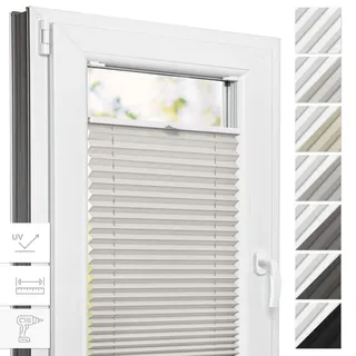 Estika Thermo-Plissee mit Bohren - 110 cm x 120 cm - Farbe: Beige - Plissee Blickdicht, Fensterrollos für innen, Verdunkelungsplissee, Rollos für Fenster
