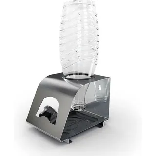 Famanu Flaschenhalter Abtropfgestell - Edelstahl - für SodaStream Duo Crystal Flaschen - Deckelhalter - Easy Fuse Power (1er + Bürste)