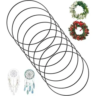 Ibenzoa® Metallringe zum Basteln – 8x schwarze Deko-Ringe Ø 25 cm, 3 mm starke Metallringe, korrosionsbeständig für Kränze, Traumfänger & Wanddeko - Schwarz