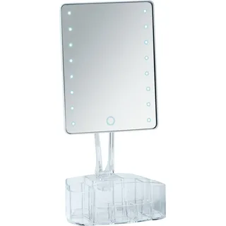 WENKO Kosmetik Spiegel Schmink Stand Stehend LED Trenno Organizer Bad Gäste WC - Weiß