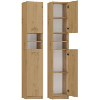 Schmaler Badschrank JANNO - Artisan Eiche - Braun