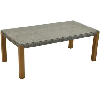 Gardenson Gartentisch , Beige , Metall, Kunststoff , Akazie , massiv , rechteckig , eckig , 100x74x200 cm , Gartenmöbel, Gartentische, Gartentische