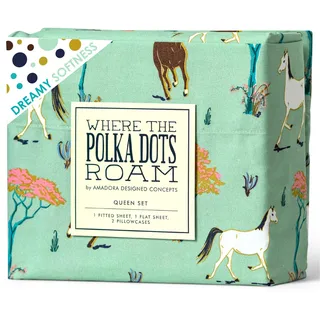 Where The Polka Dots Roam Bettwäscheset für Doppelbett, Motiv: Pferde, 3-teilig, Unisex, Flexible Mikrofaser, langlebig, knitterfrei, für Jungen, Mädchen, Babys, Kinder, Kleinkinder, Jugendliche