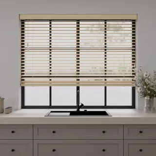 Cocoon Holz Jalousien Fenster Innen 120 x 175 - Naturel - 50mm Lamellen | Holzjalousie - Paulownia Holz - Einfache Montage - Lichtregulierung - Vollständiger Grössenbereich - 3 Zeitlosen Farben