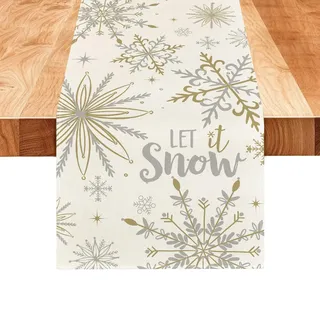 Tischläufer Schneeflocken Winter 33x183cm Wintermotiv Weihnachtstischläufer Weihnachts Läufer Winterlich Modern Weihnachtsläufer Christmas Table Runner Weihnachtlicher Tischdeko für Partys