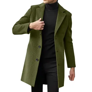 Wintermantel Herren Herrenmantel Long Mantel Winter Wollmantel Slim Fit Trenchcoat Vintage Coat Men MäNner MäNtel ÜBergangsmante