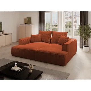 Sofa 3-Sitzer - tiefe Komfortsitzfläche - grob gerippter Cord - Terracotta - PINETA