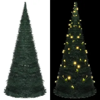 vidaXL Künstlicher Pop Up Weihnachtsbaum mit LED Tannenbaum Christbaum Dekobaum Kunstbaum Weihnachten Dekoration Weihnachtsdeko Grün 210cm