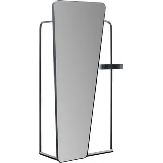 Standspiegel Spiegel Schublade Regal Kleiderbügel Metall Schwarz Deko - Schwarz