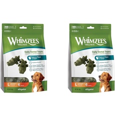 WHIMZEES by Wellness Krokodil, natürliche, getreidefreie Zahnpflegesnacks, Kaustangen für große Hunde, 6 Stück, Größe L (Packung mit 2)