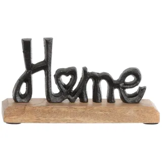Brandsseller Deko-Schriftzug „Home“ in Schwarz – 18 cm – Aufsteller aus Aluminium und Mangoholz – Weihnachtliche Deko zum Hinstellen für Tisch & Fensterbank – Hochwertige Geschenkidee
