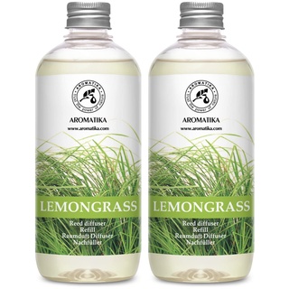 Raumduft Nachfüller Lemongrass - Zitronengras 1000ml - 2x500ml - Nachfüllflasche mit Naturreinem Ätherischen Lemongras Öl - Intensiv & Langanhaltend Natürlicher für Raum - Küche