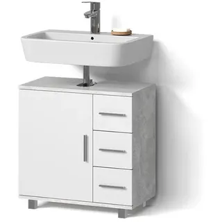 livinity Waschbeckenunterschrank Livinity® Eisak Beton 60 x 60 cm, Model 52509 - Weiß