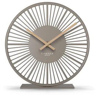 Cander Berlin GILORA Tischuhr lautlos 18 cm Metall Holzzeiger ohne Tickgeräusche modern Wohnzimmer Küche Vintage