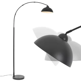 LuminexDesigns Bogenlampe Stehlampe Wohnzimmer – Warme Lichtatmosphäre für Lesen & Entspannen, 5 Min Montage, Schwerer Metallfuß (5kg), Schwenkbarer Aluminium-Lampenschirm, Ohne Leuchtmittel, Schwarz