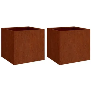 vidaXL Pflanzkübel 2er set 42/40/39 Cm Cortenstahl , Rostfarben , Metall , Rechteckig , 42x39x40 cm , Gartenzubehör, Hochbeete