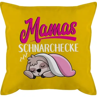 Kissen 50x50 - Mama - Mamas Schnarchecke mit Faultier - weiß - 50 x 50 cm - Gelb - ostergeschenke für mütter mutter geschenk mom schnarch motivkissen faultierkissen muttertagsgeschenke mutti