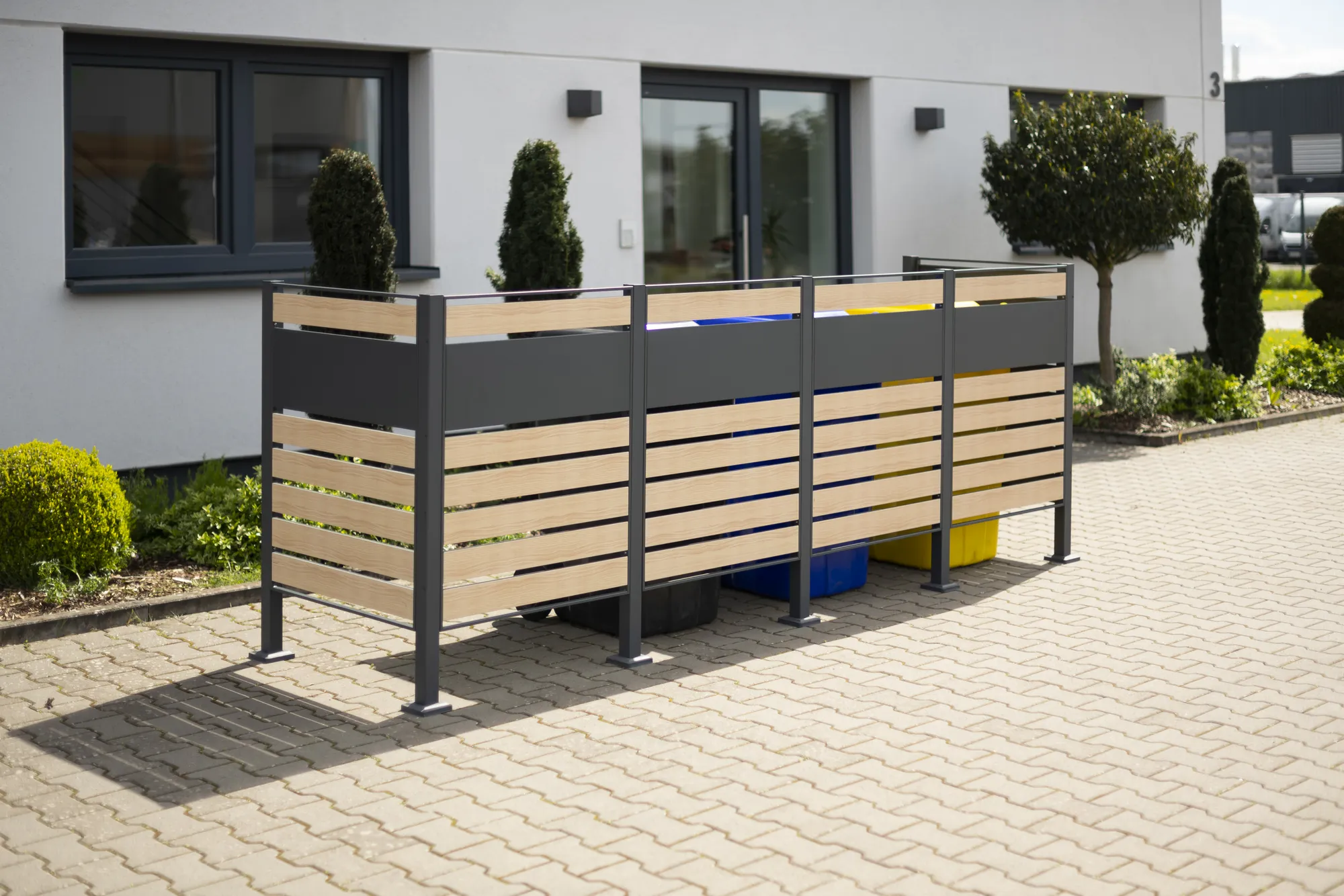 Bild von Mülltonnenbox Planum für 4 x 240 l 320 x 80 x 120 cm anthrazit/holzoptik