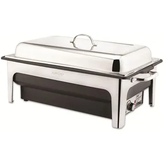 APS 12225 Edelstahl polierter Chafing Dish mit Temperaturregler, Tiefer Pfanne und Deckelhalter, 62 x 36 x 29 cm, 14 ltr