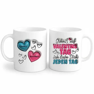 Love Faith personalisierte Tasse 325 ml - Valentinstag 3D - Namen & Spruch | Edle Keramiktasse im 3D-Look - Wähle Spruch & Namen für euer Pärchen - Romantisches Paar-Geschenk, 325ml