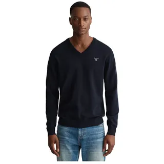 GANT Herren, Classic Cotton V-Neck Pullover, Evening Blue, 5XL, EU