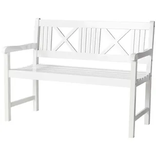 Gardenson Gartenbank , Weiß Hochglanz , Holz , Mahagoni , vollmassiv , 120x89x58 cm , Holzmöbel, Sitzgelegenheiten Holz, Holzbänke, Gartenbänke Holz