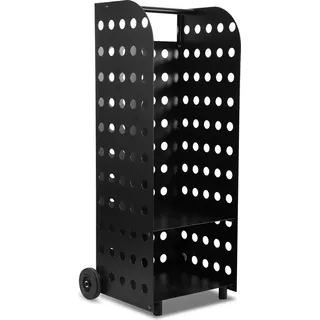 Jopassy Kaminholzwagen Kaminholzregal 112x42x35cm 60kg  Metall XL Kaminholzkorb mit Rollen Schwarz - Schwarz