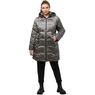 Ulla Popken Damen Hyprar Steppjacke, Fein Glänzend, Wasserabweisend, Kapuze Jacken, Silber, 46-48 EU