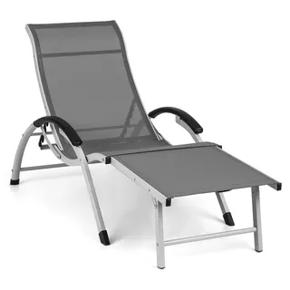 blumfeldt Sunnyvale Liegestuhl Sonnenliege Gartenliege Lounger, verstellbare Lehne in 4 Stufen, klappbares Fußteil, Liegefläche 174 x 51 cm, wasserabweisendes Material, PVC / Polyester, grau - Rot
