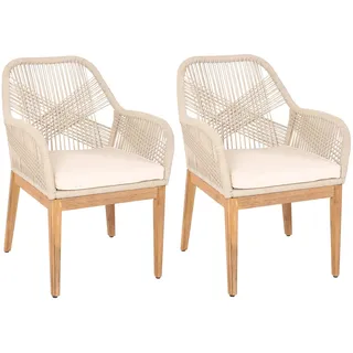 Mendler HWC-H56b Gartenstuhl 58 x 58 x 85 cm beige/creme-weiß 2 St.