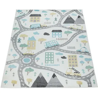 Paco Home Kinderteppich "Nino 885", rechteckig 13 mm Höhe Kurzflor, Straßen-Spiel-Teppich, Kinderzimmer,