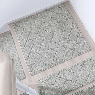COSY HOMEER 1 Stück Treppenstufen Matten Eckig, 76 x 76cm Anti Rutsch Stufenmatten Selbstklebend, Maschinenwaschbar, 100% Polyester, TPE-Rücken, Ideal für Kinder, Senioren und Haustiere, Grau