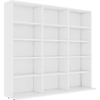 vidaXL CD Regal mit 15 Fächern DVD Bluray Medienregal Medienschrank Aufbewahrung Standregal Regalwand Bücherregal Weiß 102x23x89,5cm Holzwerkstoff