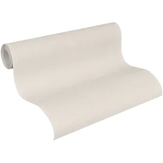 A.S. Création A.S. Vliestapete mit Textilstruktur - helle Uni-Tapete in Creme, Weiß 10,05 m x 0,53 m - 304861