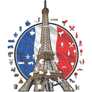 Iconic Puzzles - Tour Eiffel (Paris), Spektakuläre Monumente, 100% nachhaltiges Holzpuzzle, Geschenk für Erwachsene und Kinder, Größe M, 270 Teile
