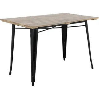 Bolero Bistro Esstisch Mangoholz-Lattenplatte Schwarz 1200mm - Schwarz