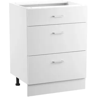 Vevor weißer Unterschrank (600 x 475 x 816 mm) mit 3 Schubladen unmontierter Schubladen-Unterschrank, Montagefertiger Schrank mit Soft-Close-Türen & verstellbarem Regal, für Haushalt Büro