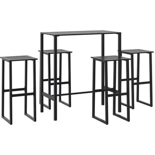 vidaXL 5-tlg. Gartenbar-Set Schwarz Pulverbeschichteter Stahl - Schwarz
