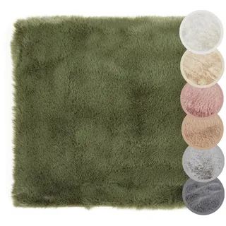 -LUXOR- living Sitzkissen Coste - Kunstfell Stuhlauflage als Deko Wohnzimmer oder Stuhlkissen - gemütliches Sitzkissen Stuhl Dekokissen 40 x 40 cm eckig Dunkelgrün 1 Stück