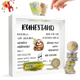 Rentner Geschenk Spardose Geldgeschenk Verpackung - Geschenke für Renteneintritt 3D Bilderrahmen zum Befüllen Geschenke zur Oma Opa Rente Ruhestand Pension Abschiedsgeschenk Kollegen Abschied Kollegin