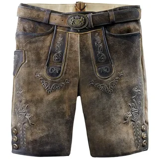 Country Maddox MADDOX Kurze Herren, Lederhose HOPFENSEE", mit Gürtel | Antik Bernstein Größe: 48, - Hellbraun