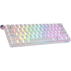 Geeky GK61 60% | Hot Swappable Mechanische Gaming-Tastatur | 61 Tasten Multi Color RGB LED Hintergrundbeleuchtung für PC/Mac Gamer| ANSI US Amerikanisches Layout (Weiß, Mechanical Red)