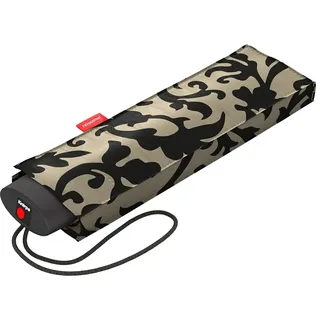 Reisenthel pocket mini in Baroque Taupe – Extrem leichter und flacher Taschenschirm aus recycelten PET-Flaschen – Mit großem Schirmdach