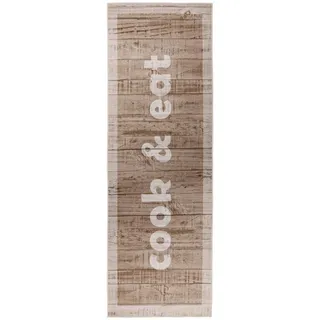 Kayoom Küchenläufer , Beige , Textil , Schriftzug , rechteckig , 60x180 cm , für Fußbodenheizung geeignet, in verschiedenen Größen erhältlich, strapazierfähig , Teppiche und Böden, Teppiche, Teppichläufer, Küchenteppiche