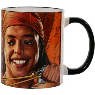 Elbenwald One Piece Tasse mit Usopp I'm Gonna Become A Brave Warrior Of The Sea Schriftzug Motiv - Kaffeebecher mit Griff - für Herren Damen Unisex 320 ml - Keramik - Braun