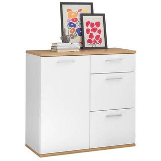 HBZ Kommode BC 1035 Sideboard mit 3 Schubladen Weiß/Artisan Eiche Artisan - 95x86x38 cm