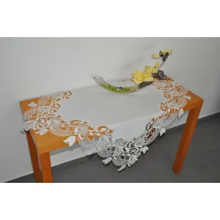Stickereien Plauen Mitteldecke Tischdecke Tulpenzauber 93 x 93 cm Weiß