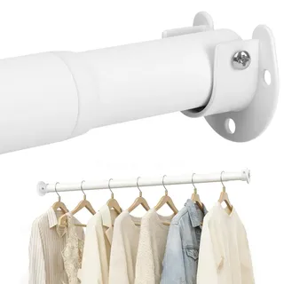 NUTKIT Kleiderstange Ausziehbar, 32mm Garderobenstange, 43–177cm Verstellbare Teleskopstange Kleiderstangen, Teleskop Kleiderstange Wandmontage für Garderoben Schrank und Kleiderschrank(Weiß)