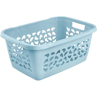 KEEEPER jost Wäschekorb, Luftdurchlässiges Dekor, 52 l, Nordic Blue | Stabile Griffe mit strukturierter Oberfläche, Sicheres Design ohne scharfe Kanten, Platzsparend ineinander nestbar