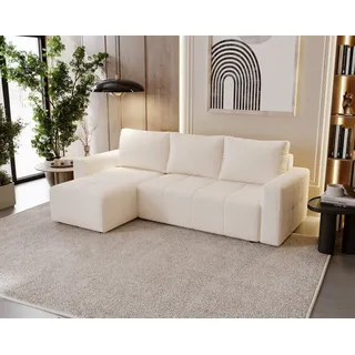 Fun Möbel Ecksofa Schlafsofa NOHA in Stoff Now or Never Creme Ottomane Links - Beige